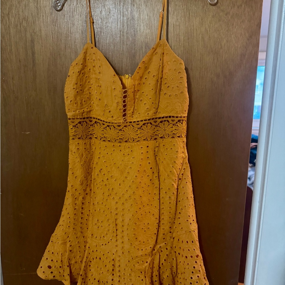 Fashion Nova Yellow Eyelet Mini Dress